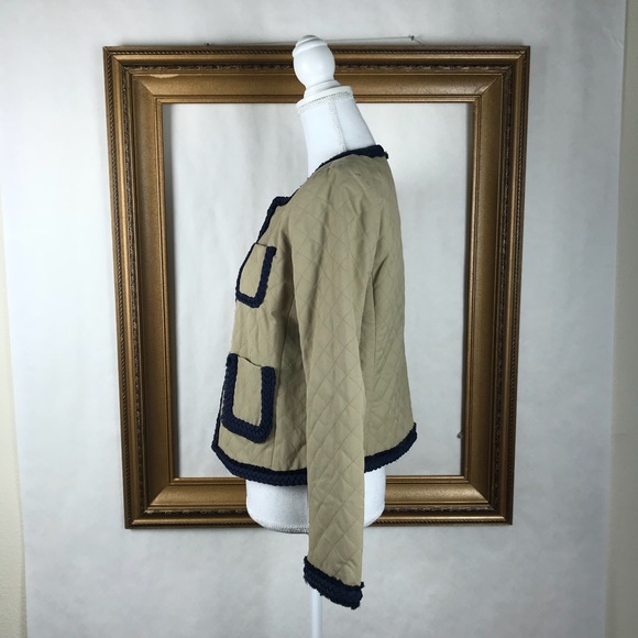 J. CREW quilted Safari Jacket in tan and blue, 10 - Picture 4 of 8